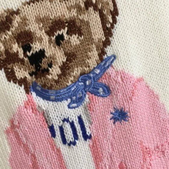 Polo by Ralph Lauren Cream Sweater with Pink Bear Design - Picture 3 of 6